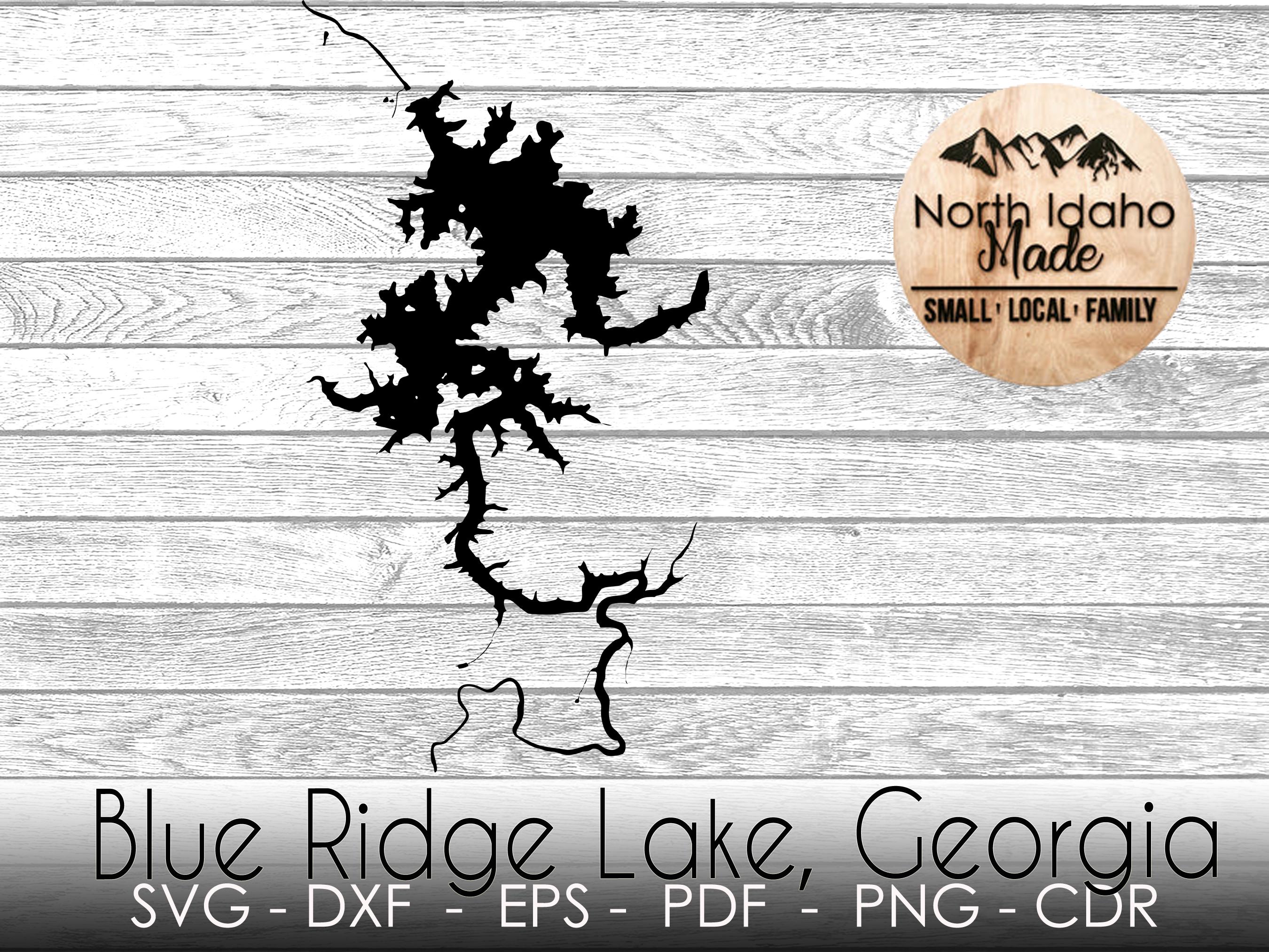 Blue Ridge Lake Georgia Map Outline Instant Download Dxf Png SVG PDF ...