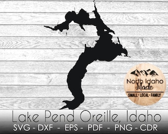 Lake Pend Oreille Idaho Map Outline Instant Download dxf png SVG PDF EPS cdr Digital Vector Shape
