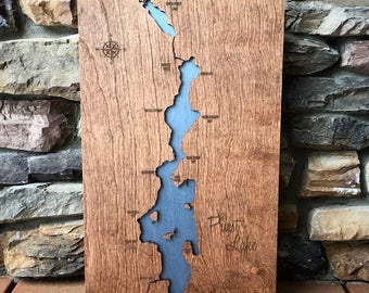 Priest Lake Idaho Wood Map - Made Locally in Idaho