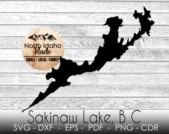 Mappa del lago Sakinaw, Columbia Britannica - Contorni - Download immediato in formato dxf png SVG PDF EPS - Forma vettoriale digitale