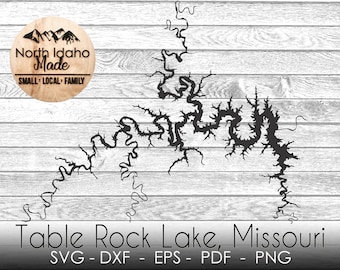 Table Rock Lake Missouri Map Outline Instant Download dxf png SVG PDF EPS Digital Vector Shape