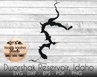 Dworshak Reservoir Idaho Map Outline Instant Download dxf png SVG PDF EPS Digital Vector Shape