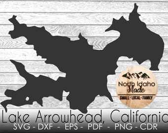 Lake Arrowhead California Map Outline Instant Download dxf png SVG PDF EPS Digital Vector Shape