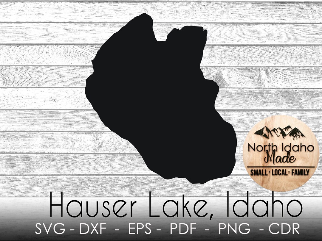 Hauser Lake Idaho Map Shape Silhouette Outline Instant Etsy