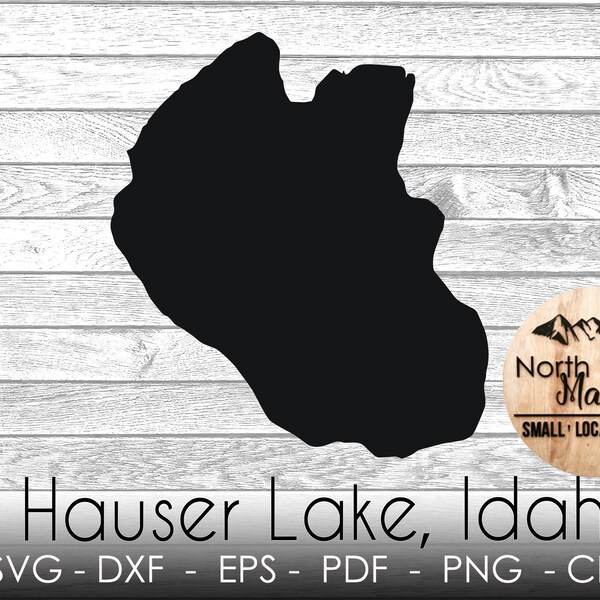 Hauser Lake, Idaho Map Shape Silhouette Outline Téléchargement instantané dxf png cdr SVG PDF EPS Digital Vector Shape par NorthIdahoMade