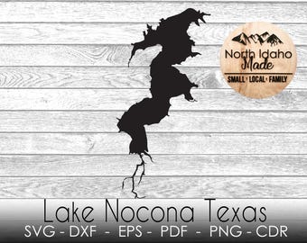 Nocona Lake, Texas Louisiana Map Shape Silhouette Outline Instant Download dxf png cdr SVG PDF EPS Digital Vector Shape