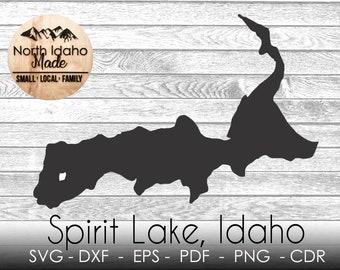 Spirit Lake, Idaho Map Shape Silhouette Outline Instant Download dxf png cdr SVG PDF EPS Digital Vector Shape by NorthIdahoMade