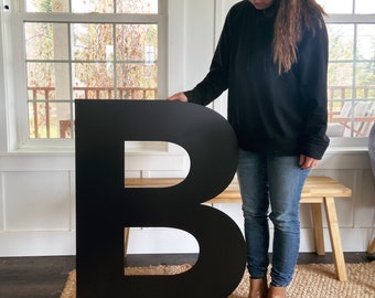 B - Modern Letter - Painted Black or Unfinished 1/4" MDF Laser Cut Letter Blank - Uppercase Large