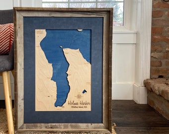 Holmes Harbor Whidbey Island Washington  Wood Map - Locally Made in North Idaho - Personalizable and Customizable