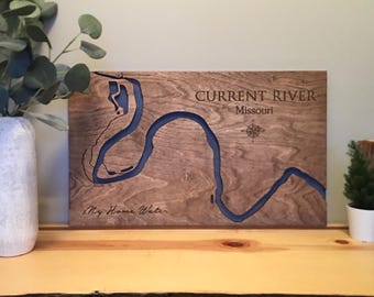 Current River Missouri Wood Lake Art - Handmade by NorthIdahoMade