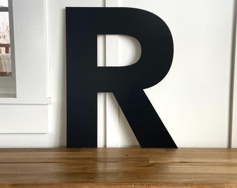 R - Modern Letter - Painted Black or Unfinished 1/4" MDF Laser Cut Letter Blank - Uppercase Large