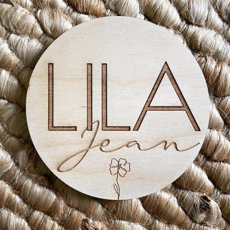 Newborn Baby Name Announcement Plaque 4 Round Etsy