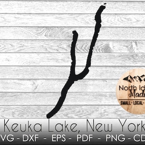 Keuka Lake New York kaart overzicht Instant Download dxf png cdr SVG PDF EPS digitale vectorvorm