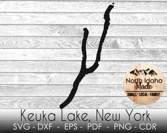Keuka Lake New York Map Outline Instant Download dxf png cdr SVG PDF EPS Digital Vector Shape