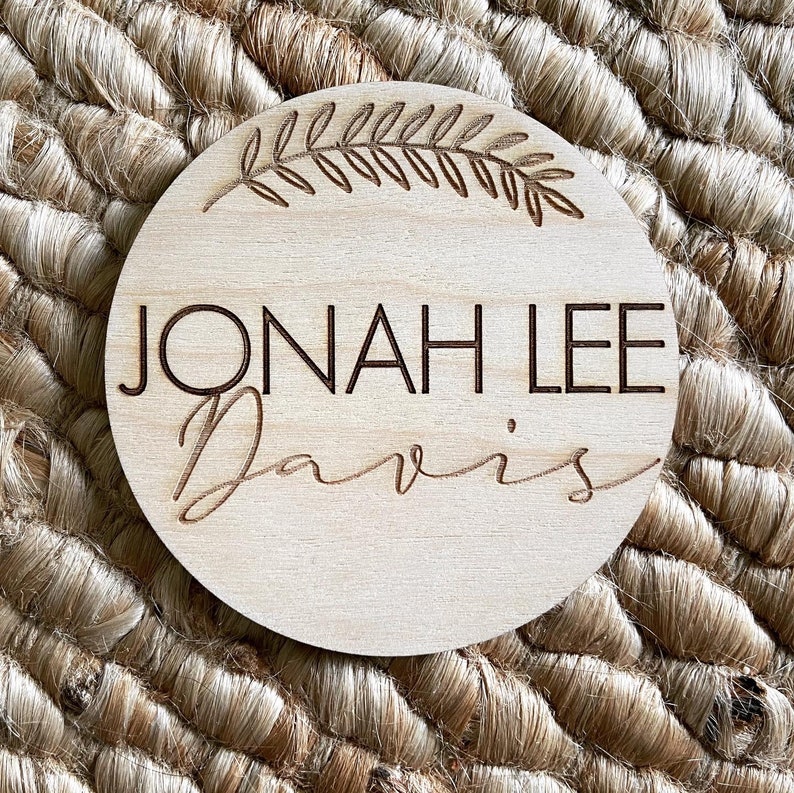 Newborn Baby Name Announcement Plaque 4 Round Etsy