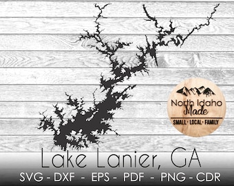 Lake Lanier Georgia Map Outline Instant Download dxf png SVG PDF EPS Digital Vector Shape