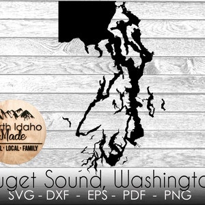 Puget Sound Washington kaart overzicht Instant Download dxf png SVG PDF EPS digitale vectorvorm