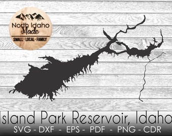 Island Park Reservoir Idaho Map Outline Instant Download dxf png SVG PDF EPS Digital Vector Shape