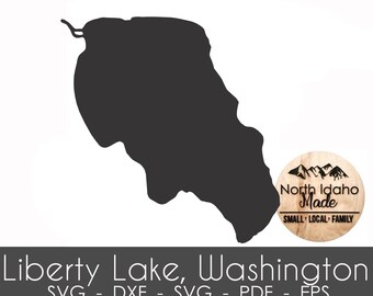 Liberty Lake Washington Map Outline Instant Download dxf png SVG PDF EPS Digital Vector Shape
