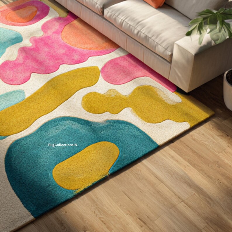 Hand Tufted Abstract Colorful Wool Rug | Modern Art Area Rug ...