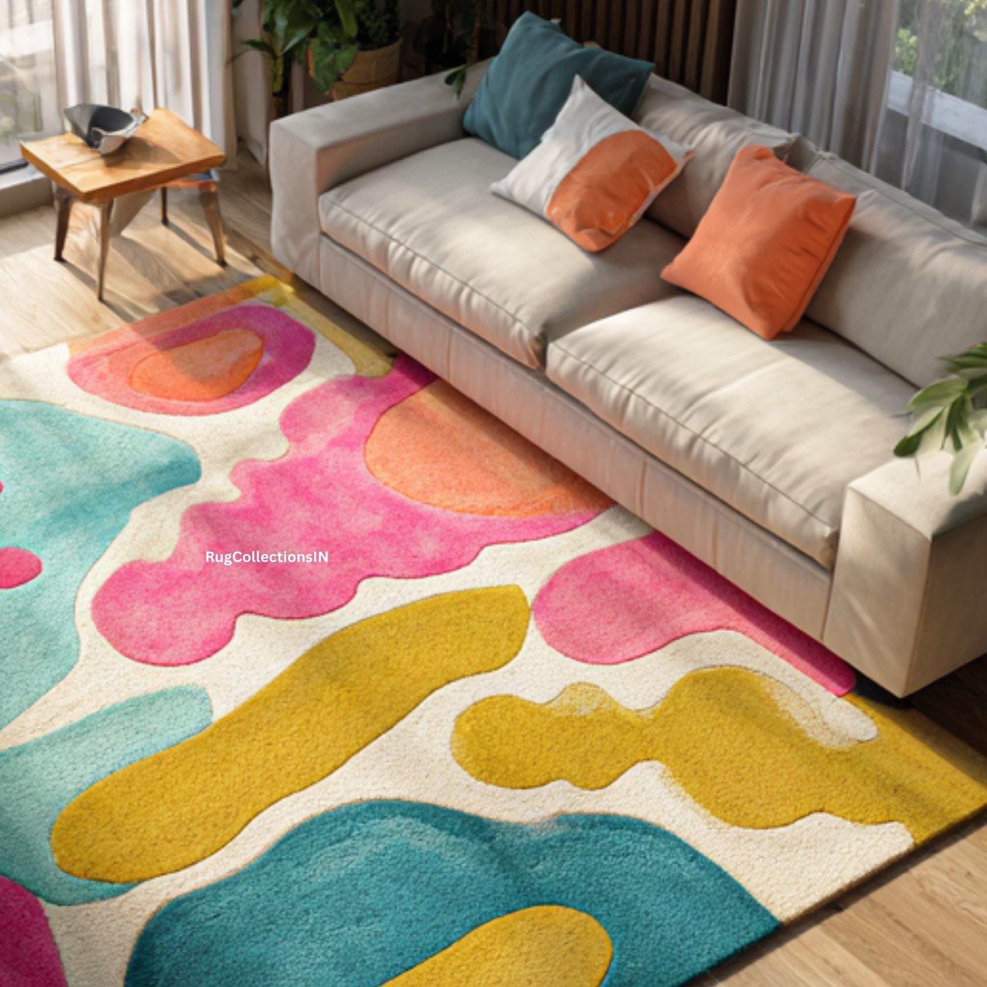 Hand Tufted Abstract Colorful Wool Rug | Modern Art Area Rug ...