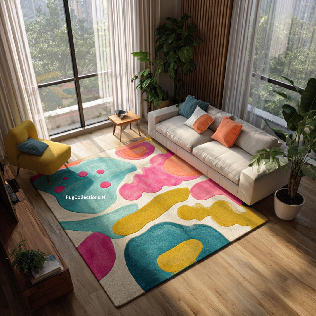 Hand Tufted Abstract Colorful Wool Rug | Modern Art Area Rug ...