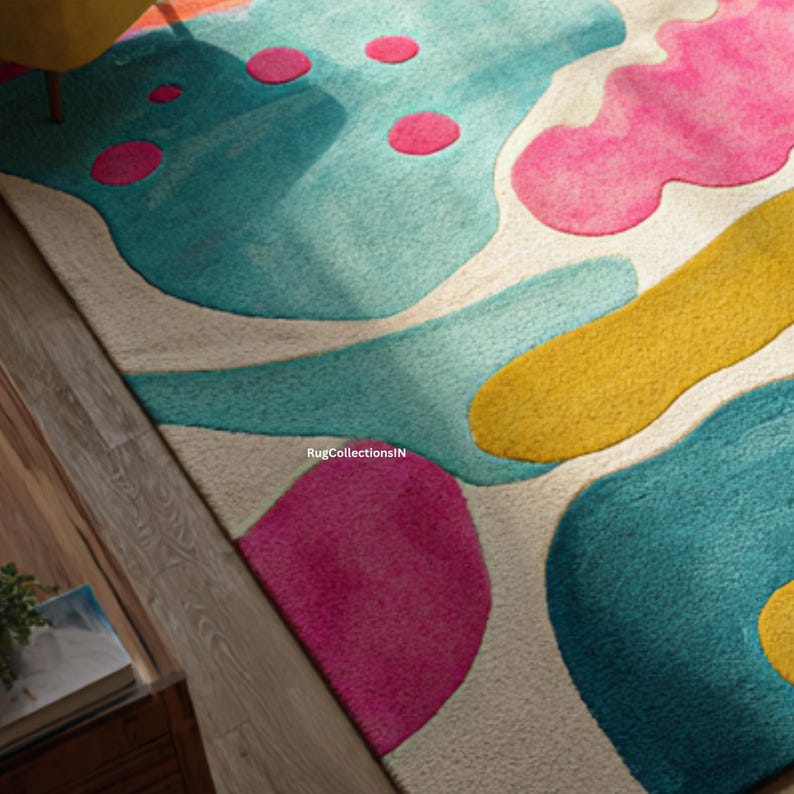 Hand Tufted Abstract Colorful Wool Rug | Modern Art Area Rug ...