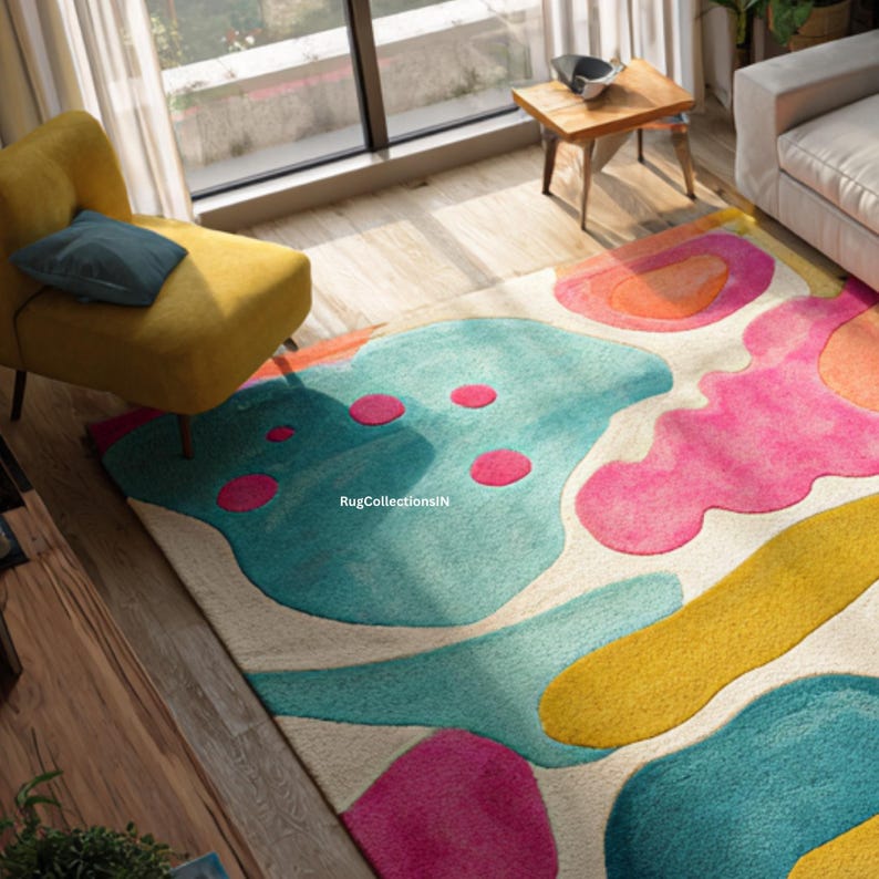 Hand Tufted Abstract Colorful Wool Rug | Modern Art Area Rug ...