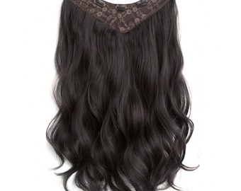 Invisible Hair Extension, Wavy Curly Long Synthetic Hairpiece, Easy Clip-In, Natural Look, Lightweight and Stylish