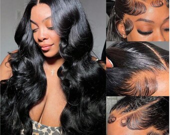 34 Inch Body Wave Lace Front Wig for Women, 13x4 HD Lace Wig, 180% Density Pre-Plucked Human Hair, Bleached Knots, Beginner-Friendly