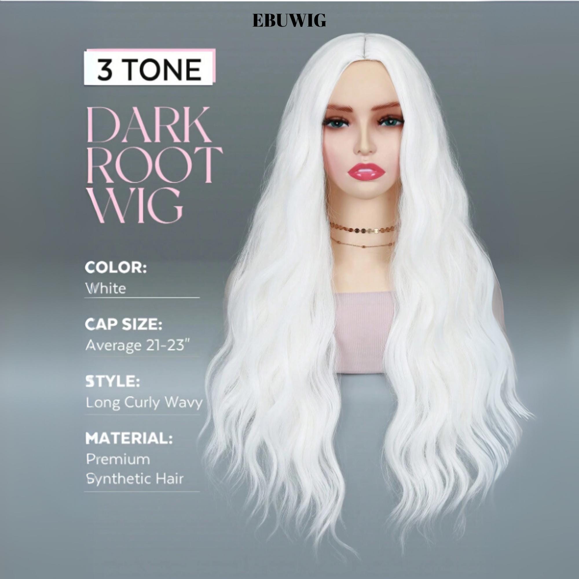 NEW ! Women Long Wig Curly Wavy White Long White Wavy Wig for Women main image 3