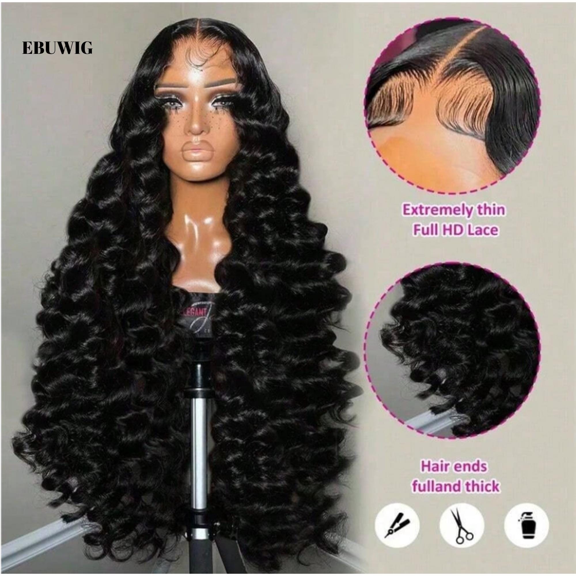 34 Inch Deep Wave Lace Front Wig Human Hair 13x4 HD Glueless Amazon.com : Dianthe 34 Inch 13x6 Deep Wave Lace Front Wigs  main image 4