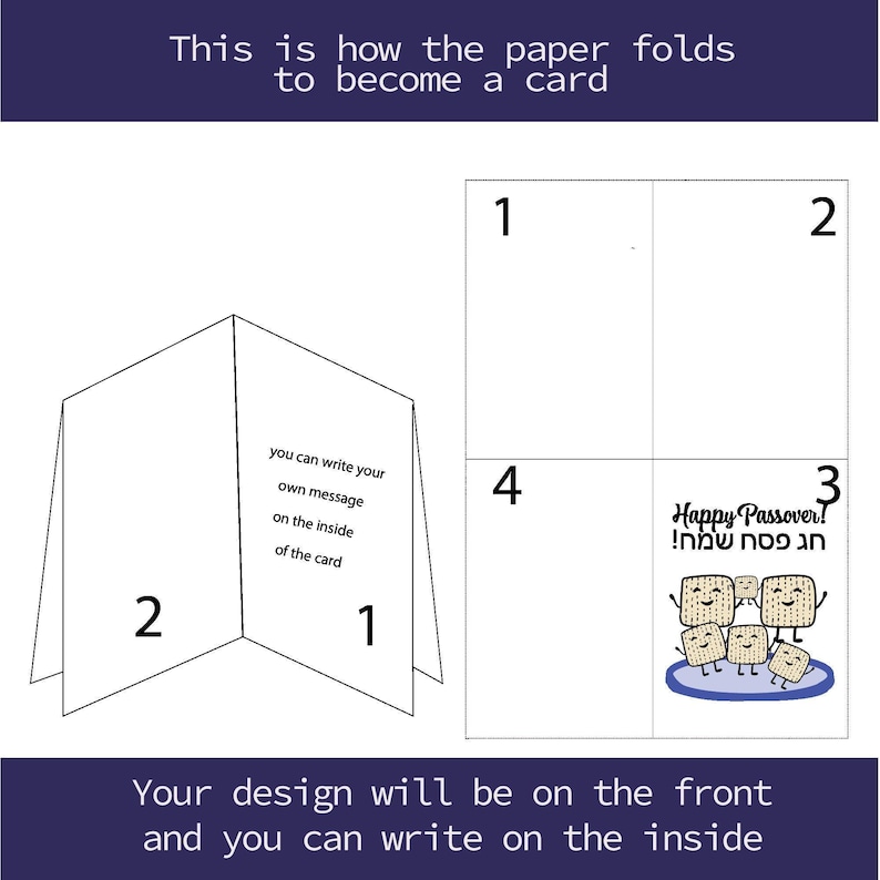 Passover Card Download Printable Pesach Greeting (includes Envelope