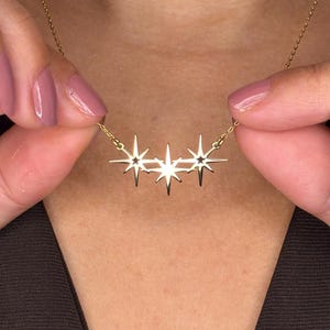 Dainty Sterling Silver Triple North Star Necklace - Celestial Jewelry
