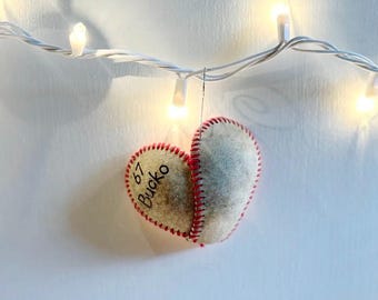 Personalized Baseball Heart Ornament: Handmade Sports Keepsake