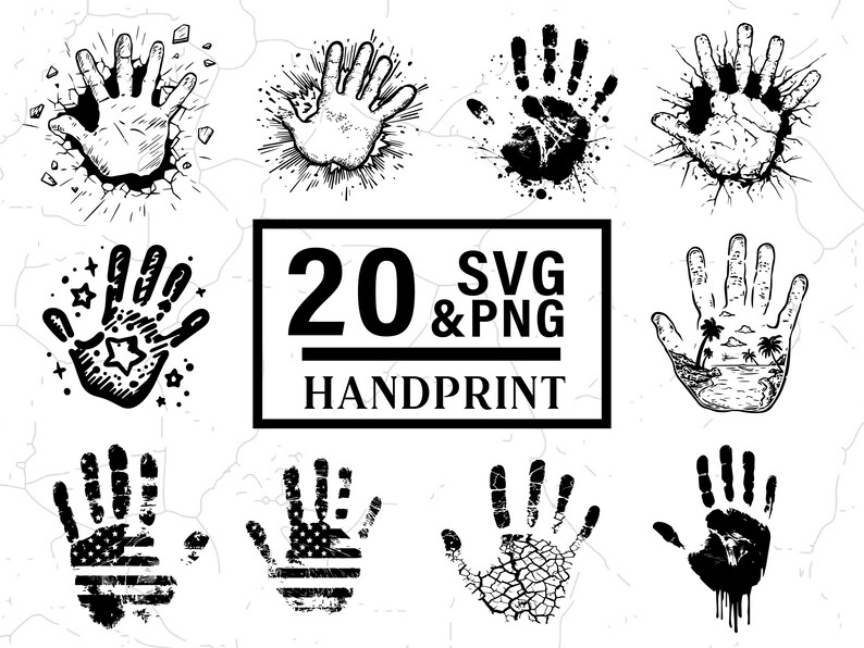 Handprint SVG PNG Bundle, Hand Shape Clipart, Cricut Cut Files - Etsy