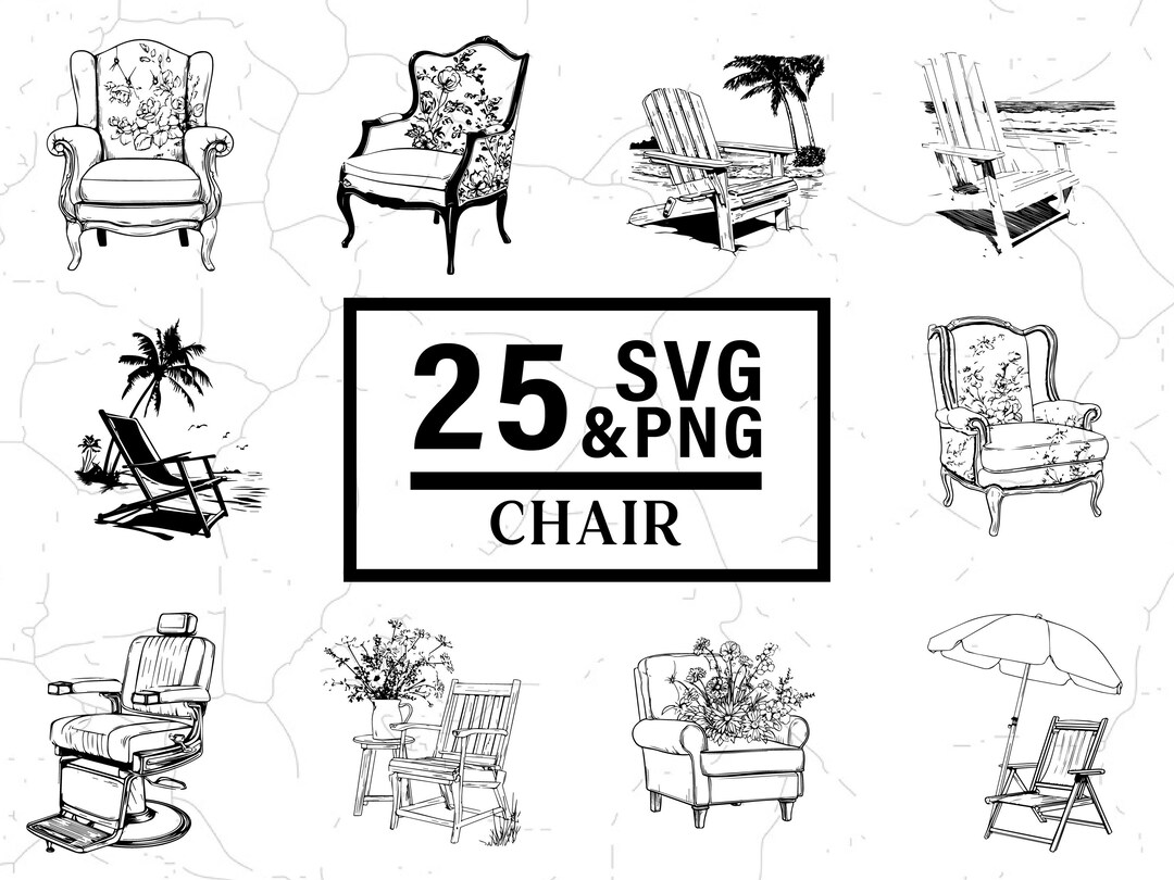 Simple Chair Svg Chair SVG Bundle, Furniture Clipart PNG, Vintage Seat Silhouette, Home ...