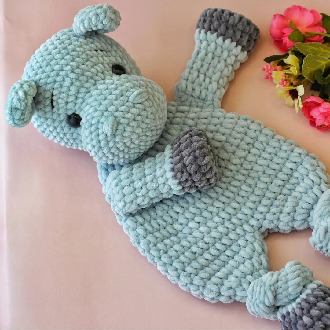 Huggable Patterns Huggable Hippo Crochet Snuggler Pattern– Easy Hippo Lovey for Beginners ...