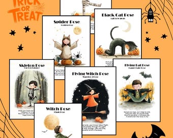 Halloween Yoga Cards for Kids , 30 Magical Poses with Fun Rhyming Poems