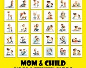 Mom & Child Yoga Activity Cards  Mindful Movement Breathing Flashcards Printable Kids Yoga Mindfulness Positive Affirmations