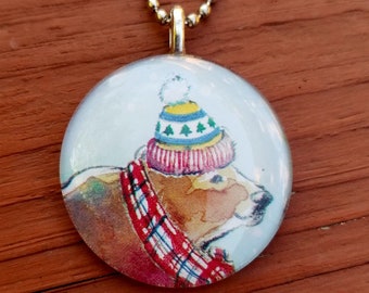 Winter Bear   Glass Tile Pendant