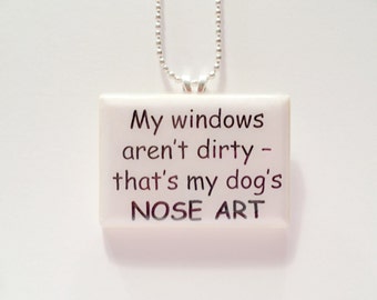 Dog Nose Art  Game Tile Pendant Necklace