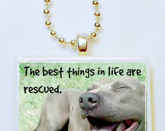 The best things in life are rescued game tile pendant