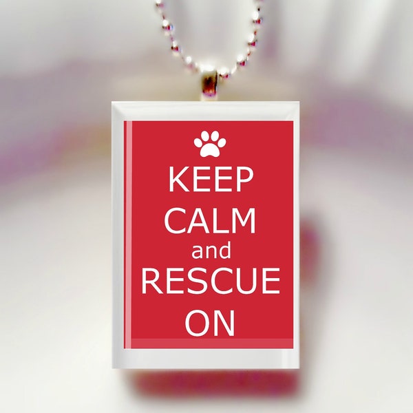 Keep Calm And Rescue On   Game Tile Pendant Necklace