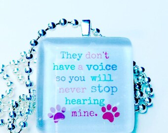 They don't have a voice, so you will never stop hearing mine glass tile pendant