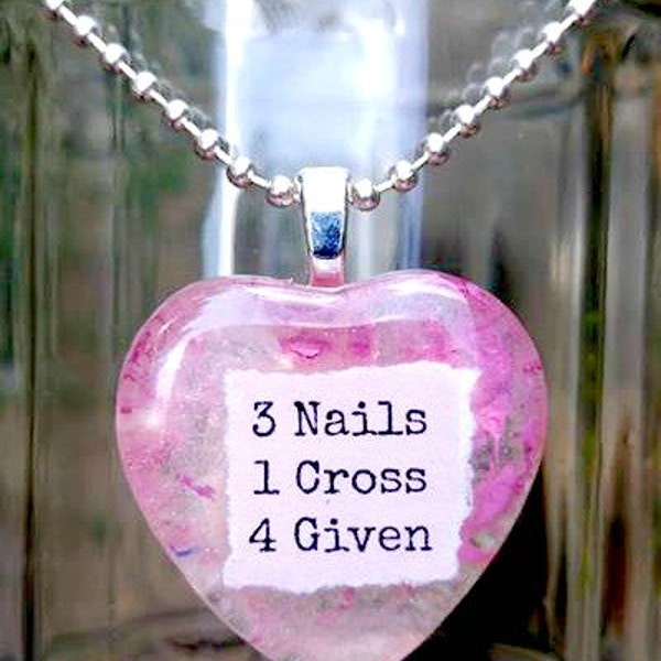 3 Nails, 1 Cross, 4 Given Heart Pendant