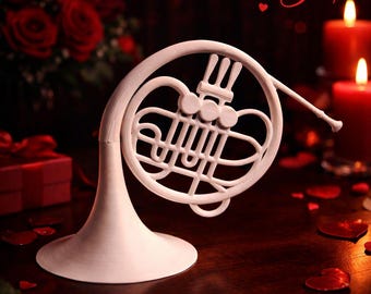 3D Printed French Horn Sculpture | Personalized Musician Gift
