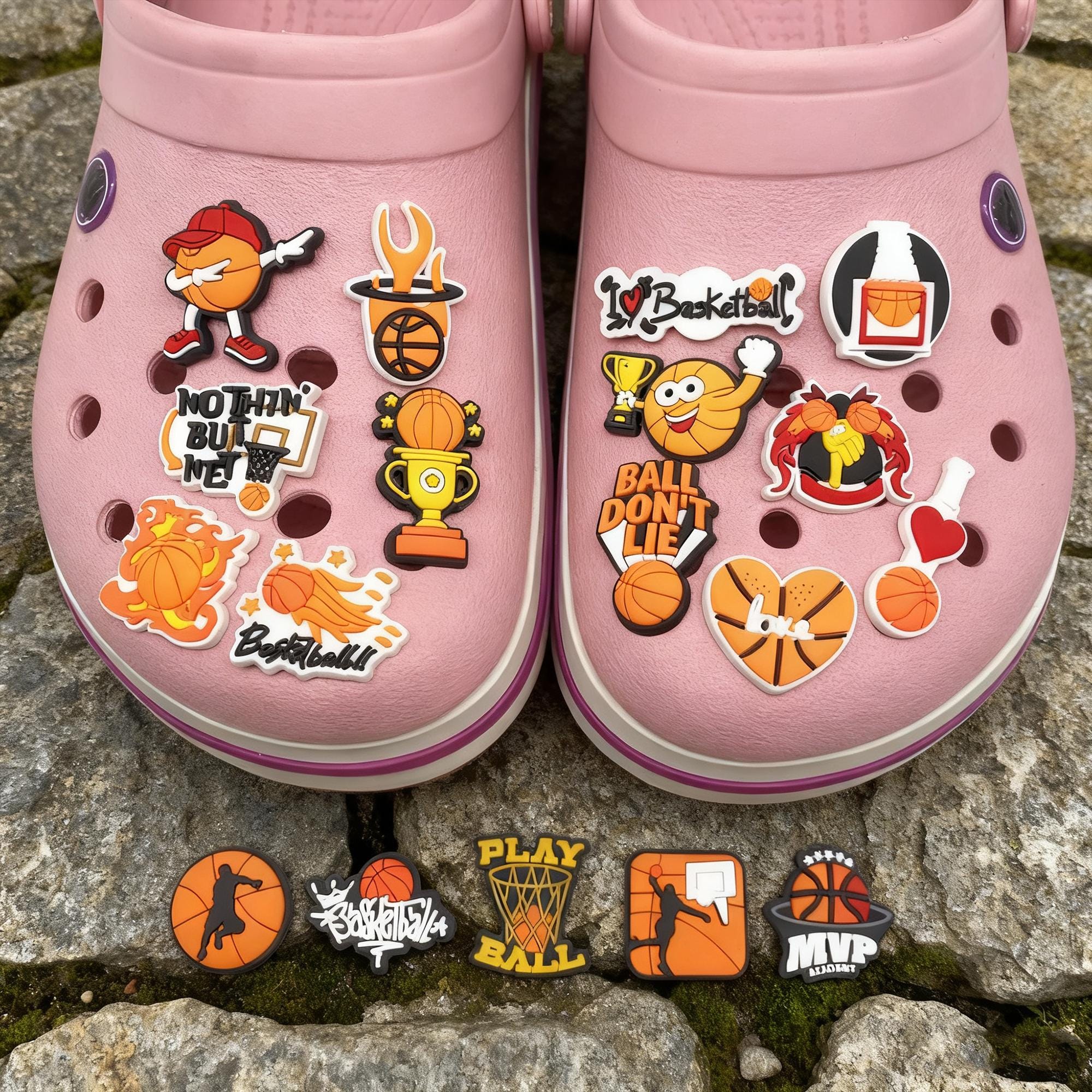 Cartoon Basketball Crocs Charms Sports Shoe Accessories Kids
