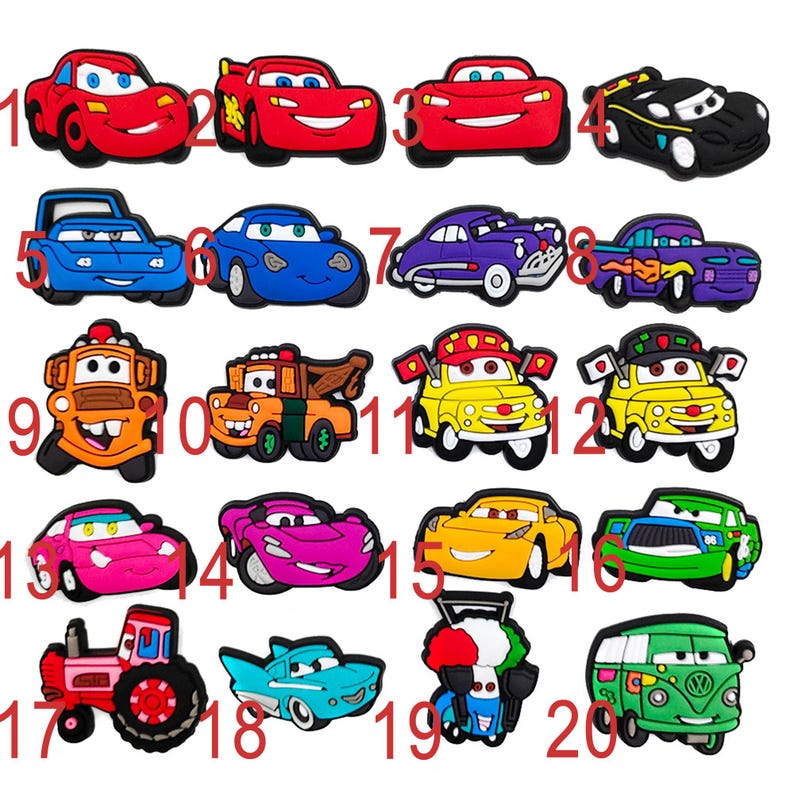 Cars Movie Crocs Charms | Pixar Racing Jibbitz for Shoes, Backpacks ...