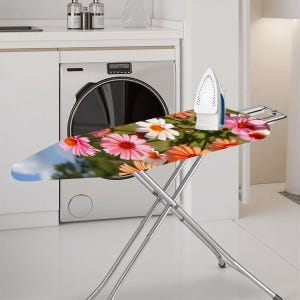 Copriasse da stiro floreale, poliestere impermeabile, bordo elastico